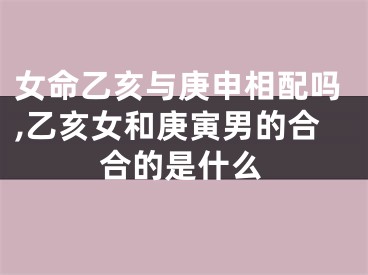 女命乙亥与庚申相配吗,乙亥女和庚寅男的合合的是什么