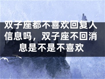 双子座都不喜欢回复人信息吗，双子座不回消息是不是不喜欢