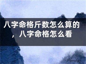 八字命格斤数怎么算的，八字命格怎么看