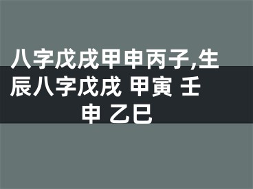 八字戊戌甲申丙子,生辰八字戊戌 甲寅 壬申 乙巳