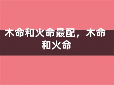 木命和火命最配，木命和火命