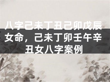 八字己未丁丑己卯戊辰女命,己未丁卯壬午辛丑女八字案例