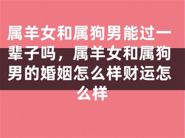 属羊女和属狗男能过一辈子吗，属羊女和属狗男的婚姻怎么样财运怎么样