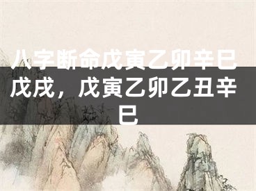 八字断命戊寅乙卯辛巳戊戌，戊寅乙卯乙丑辛巳