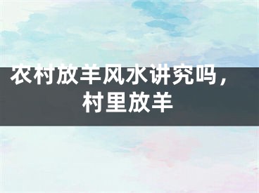 农村放羊风水讲究吗，村里放羊