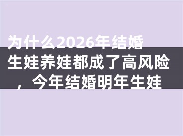 为什么2026年结婚生娃养娃都成了高风险,今年结婚明年生娃
