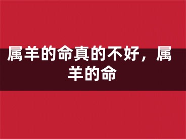 属羊的命真的不好，属羊的命