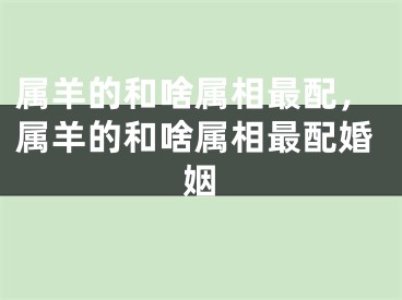 属羊的和啥属相最配,属羊的和啥属相最配婚姻