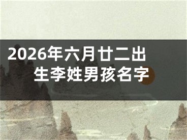 2026年六月廿二出生李姓男孩名字