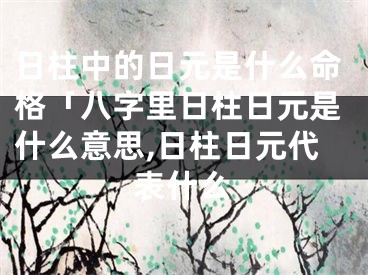 日柱中的日元是什么命格「八字里日柱日元是什么意思,日柱日元代表什么