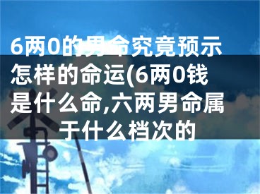 6两0的男命究竟预示怎样的命运(6两0钱是什么命,六两男命属于什么档次的