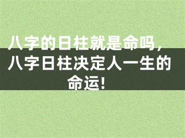 八字的日柱就是命吗，八字日柱决定人一生的命运!