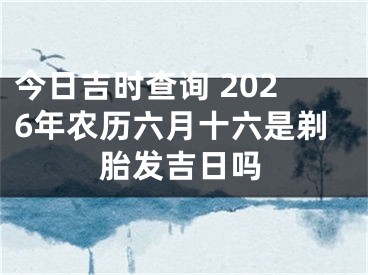 今日吉时查询 2026年农历六月十六是剃胎发吉日吗
