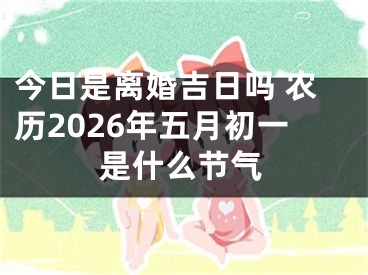 今日是离婚吉日吗 农历2026年五月初一是什么节气