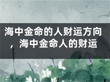 海中金命的人财运方向，海中金命人的财运