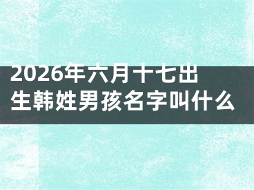 2026年六月十七出生韩姓男孩名字叫什么
