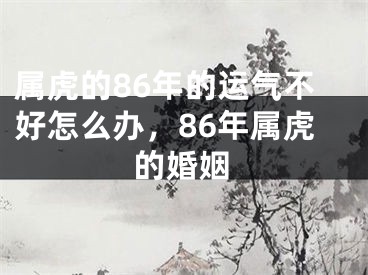 属虎的86年的运气不好怎么办，86年属虎的婚姻