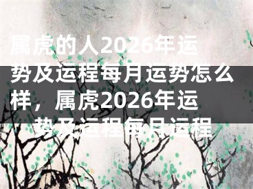 属虎的人2026年运势及运程每月运势怎么样，属虎2026年运势及运程每月运程
