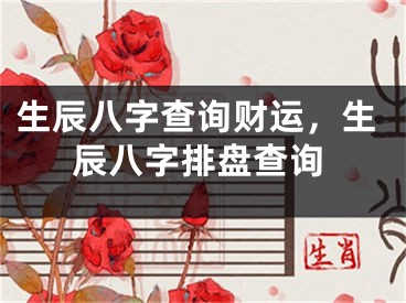 生辰八字查询财运，生辰八字排盘查询