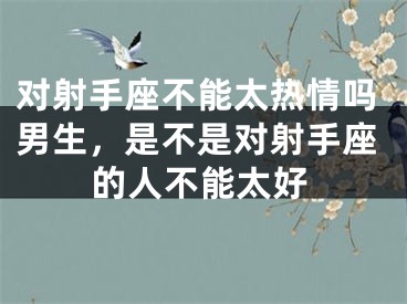 对射手座不能太热情吗男生，是不是对射手座的人不能太好