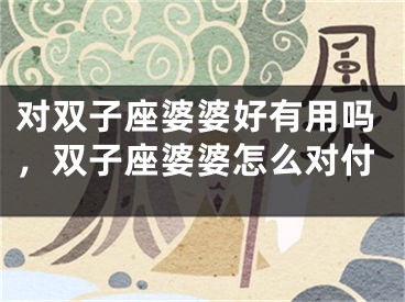 对双子座婆婆好有用吗，双子座婆婆怎么对付