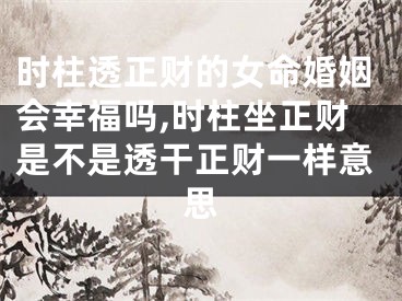 时柱透正财的女命婚姻会幸福吗,时柱坐正财是不是透干正财一样意思