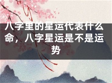 八字里的星运代表什么命，八字星运是不是运势