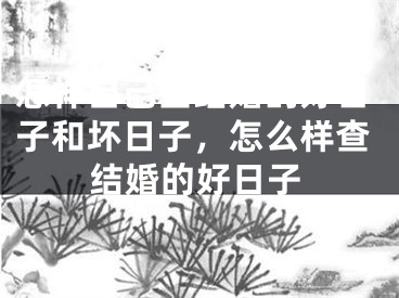 怎样自己查结婚的好日子和坏日子，怎么样查结婚的好日子