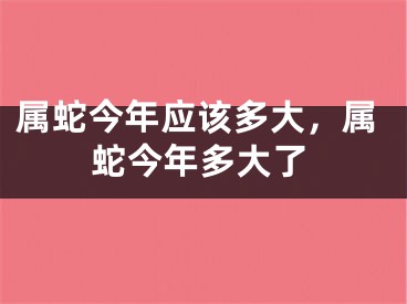属蛇今年应该多大，属蛇今年多大了