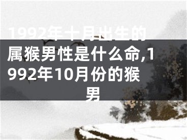 1992年十月出生的属猴男性是什么命,1992年10月份的猴男