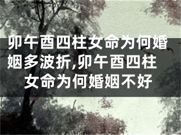 卯午酉四柱女命为何婚姻多波折,卯午酉四柱女命为何婚姻不好