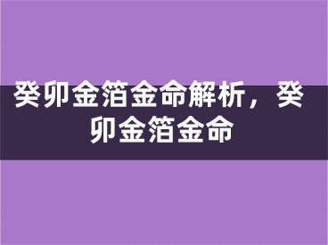 癸卯金箔金命解析，癸卯金箔金命