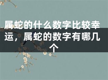 属蛇的什么数字比较幸运，属蛇的数字有哪几个