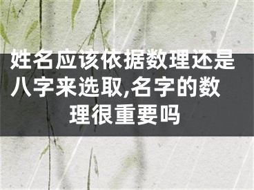 姓名应该依据数理还是八字来选取,名字的数理很重要吗