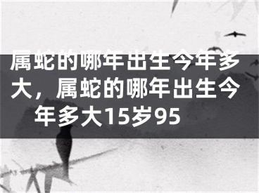 属蛇的哪年出生今年多大，属蛇的哪年出生今年多大15岁95
