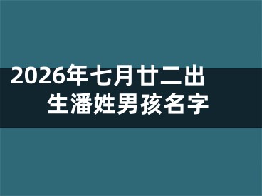 2026年七月廿二出生潘姓男孩名字