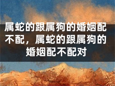 属蛇的跟属狗的婚姻配不配，属蛇的跟属狗的婚姻配不配对