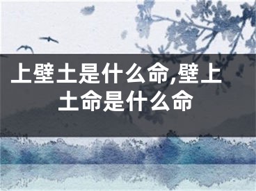 上壁土是什么命,壁上土命是什么命