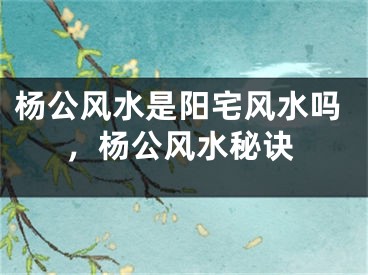 杨公风水是阳宅风水吗，杨公风水秘诀