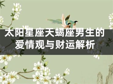 太阳星座天蝎座男生的爱情观与财运解析
