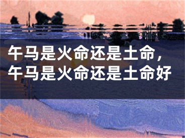 午马是火命还是土命，午马是火命还是土命好