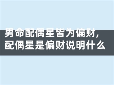 男命配偶星皆为偏财,配偶星是偏财说明什么