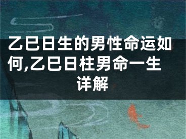乙巳日生的男性命运如何,乙巳日柱男命一生详解