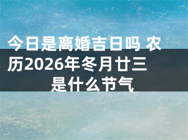 今日是离婚吉日吗 农历2026年冬月廿三是什么节气