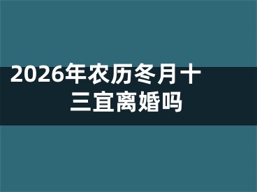 2026年农历冬月十三宜离婚吗
