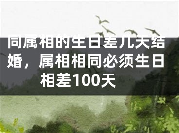 同属相的生日差几天结婚，属相相同必须生日相差100天