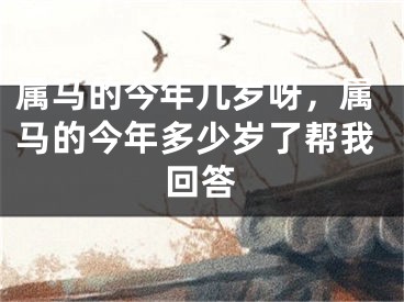 属马的今年几岁呀，属马的今年多少岁了帮我回答