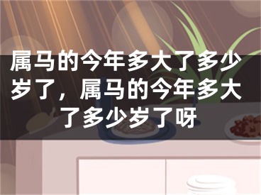 属马的今年多大了多少岁了，属马的今年多大了多少岁了呀