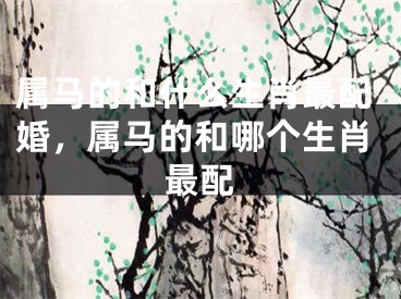 属马的和什么生肖最配婚，属马的和哪个生肖最配