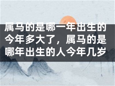 属马的是哪一年出生的今年多大了，属马的是哪年出生的人今年几岁